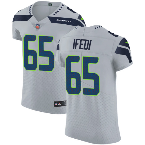 Nike Seahawks #65 Germain Ifedi Grey Alternate Men's Stitched NFL Vapor Untouchable Elite Jersey - Click Image to Close